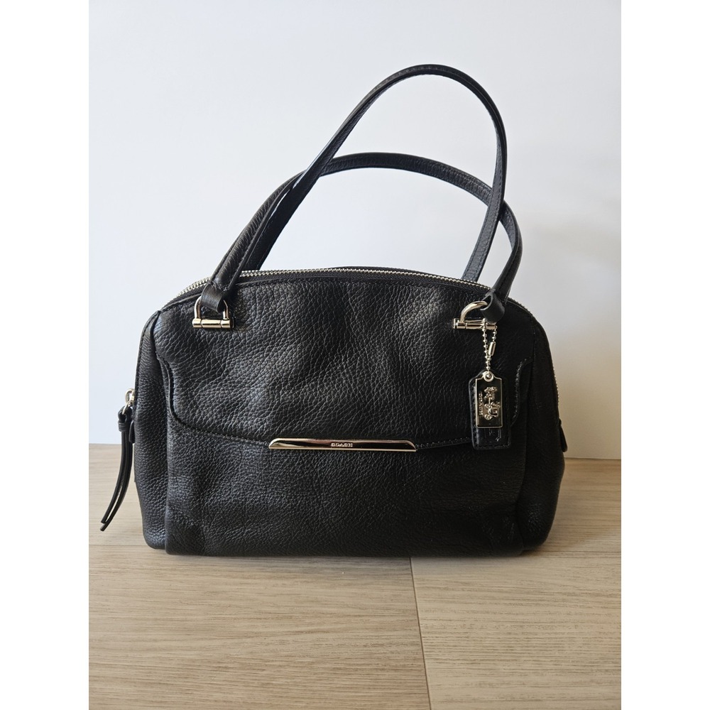 Authentic COACH Madison Small Georgie Satchel‎ in Black Leather with Silver